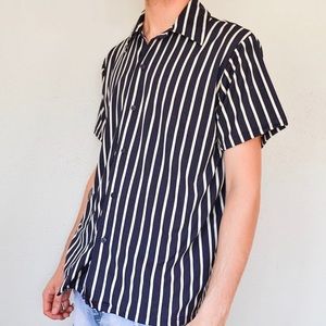 Vertical Pin Stripe Short Sleeve Button Down